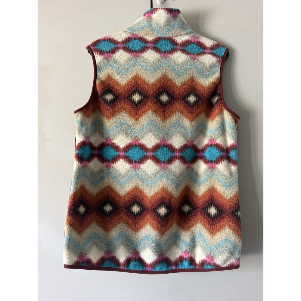 Patagonia Women's Large Snap-T Synchilla Western Aztec Vest Cinder Red Geometric - Picture 3 of 9